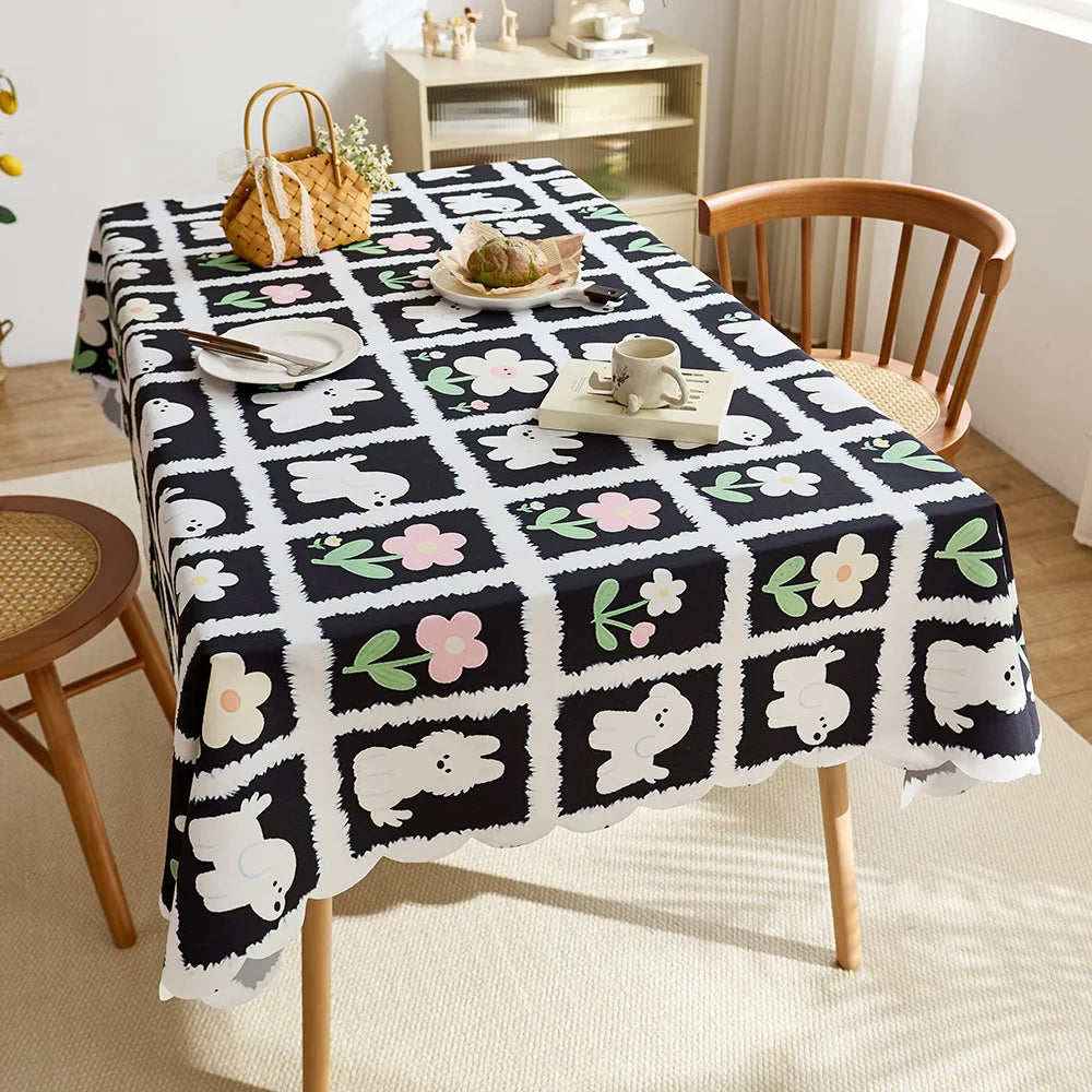 High quality polyester rectangular waterproof tablecloth printed decorative tablecloth