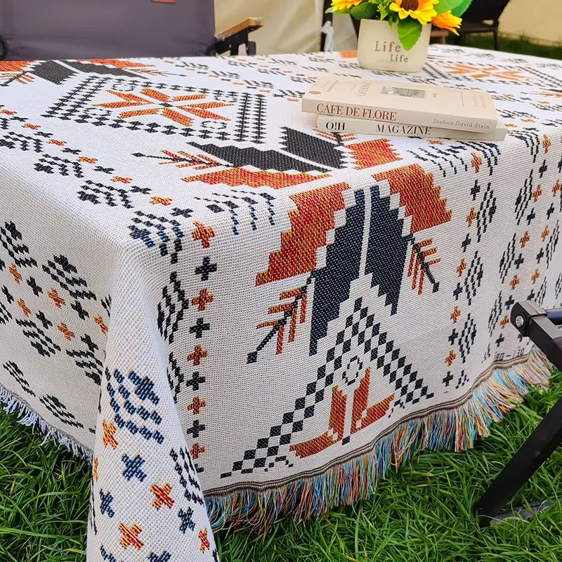 Camping tablecloth Outdoor picnic blanket Luxury double-sided jacquard activity tablecloth