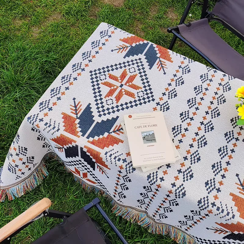 Camping tablecloth Outdoor picnic blanket Luxury double-sided jacquard activity tablecloth