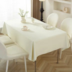 Simple style cream white PU tablecloth waterproof and non-slip decorative woven table cover