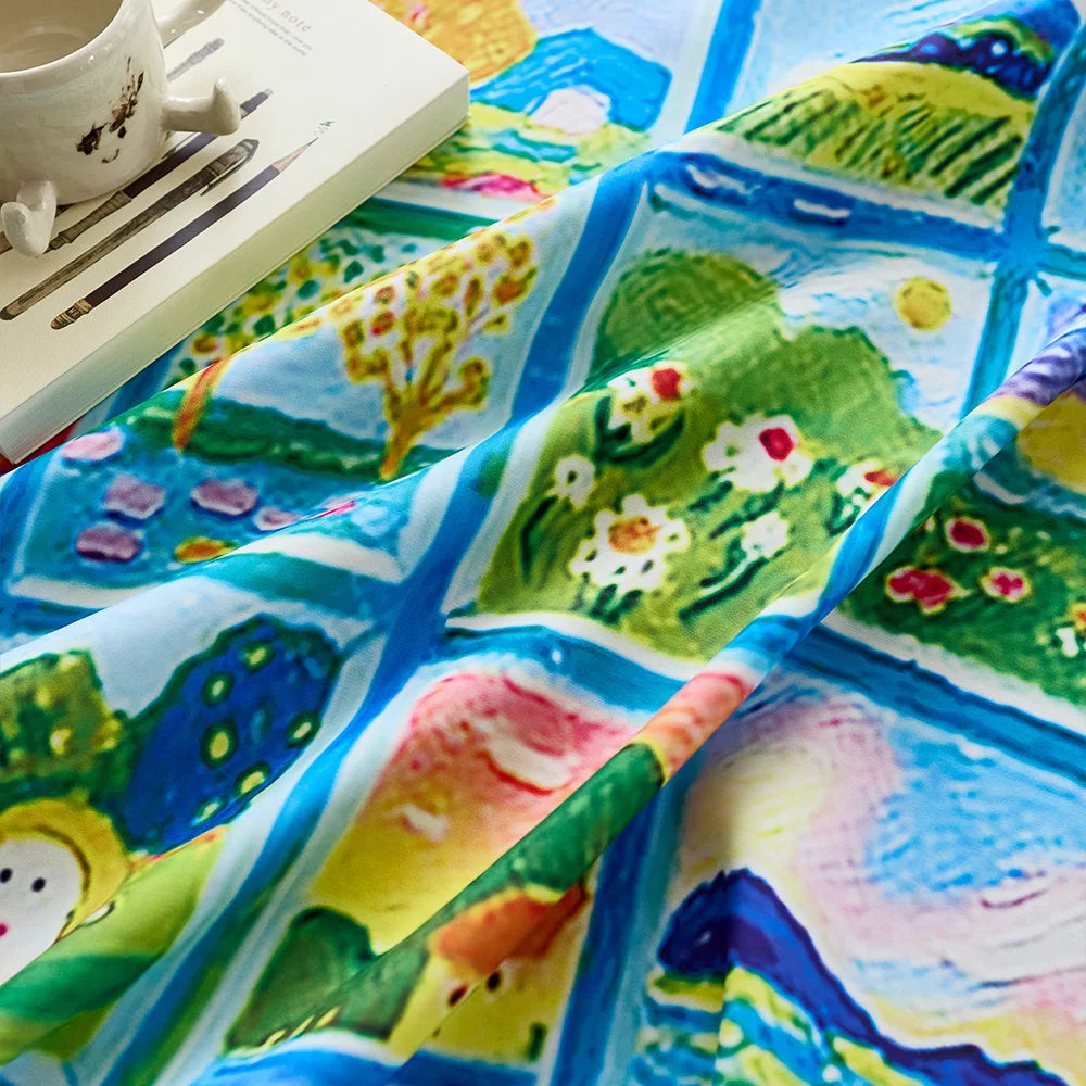 Waterproof and dustproof peach skin velvet cute cartoon tablecloth decorative protective tablecloth
