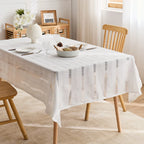 Modern simple jacquard pattern tablecloth woven decorative coffee table mat, rectangular hollow stripe design