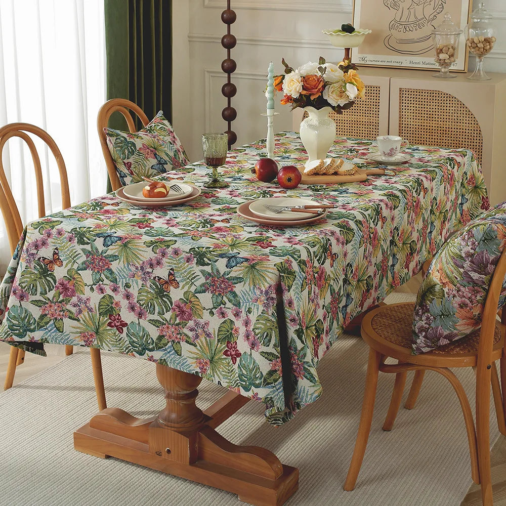 Jacquard tablecloth floral pattern oil painting design woven table cloth household