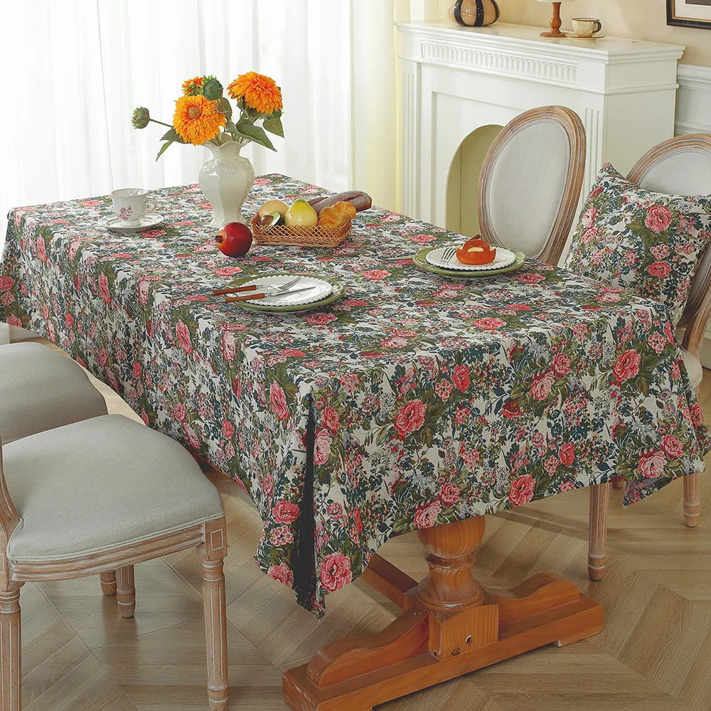 Jacquard tablecloth floral pattern oil painting design woven table cloth household