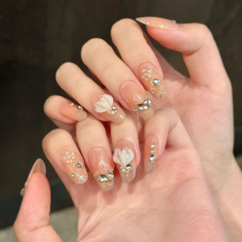 3D-Press-on-Nägel, Fischschwanz, Strand, gestrandet, Rouge, Katzenauge, Frühling und Sommer, mittellang, komplett handgefertigt, tragbare Nägel 