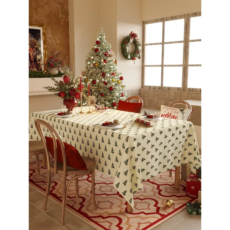 New Year Christmas Printed Waterproof Tablecloth Holiday Decoration Home Use