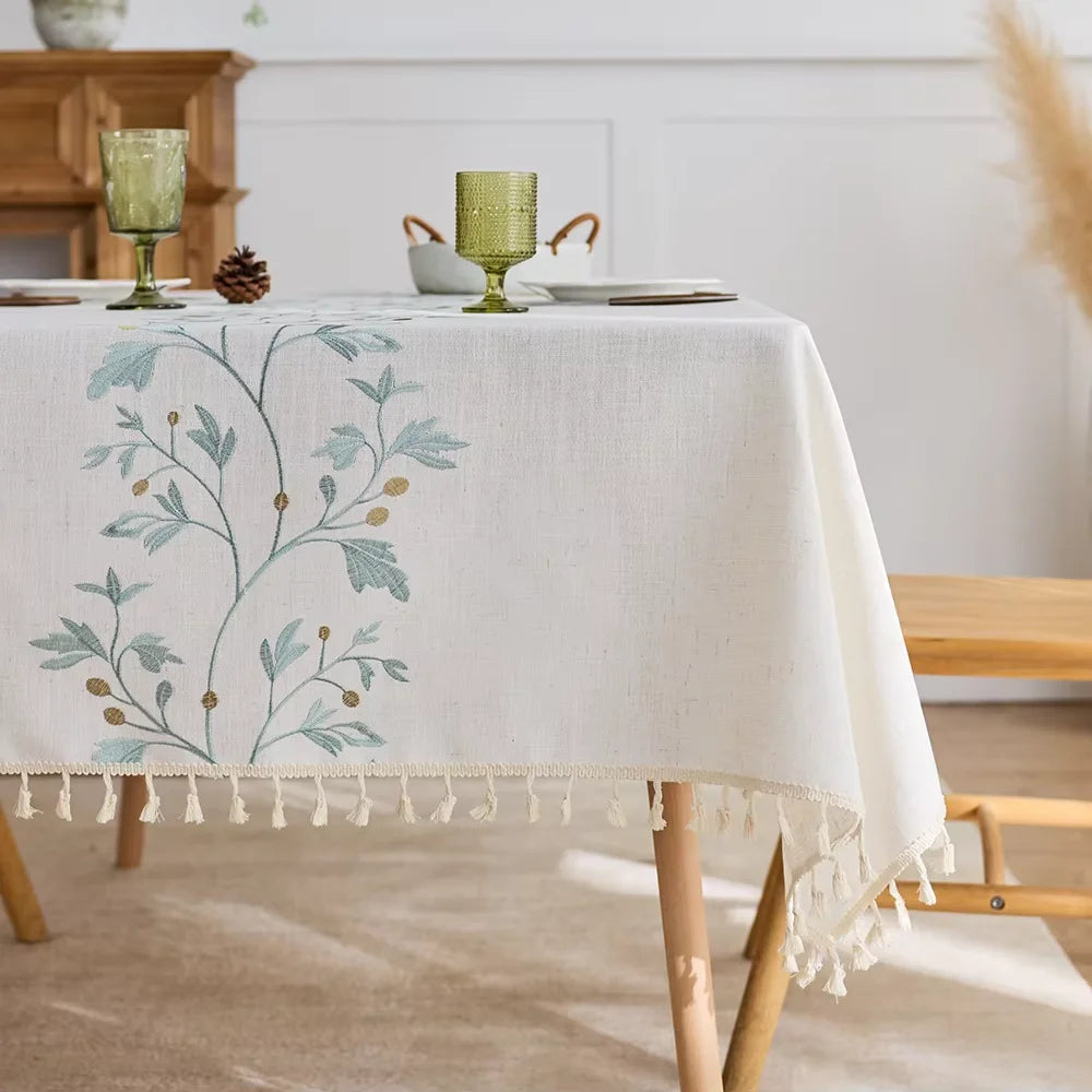 Customizable luxury rectangular white tablecloth 1 piece home kitchen hotel tablecloth decoration set