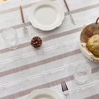Modern simple jacquard pattern tablecloth woven decorative coffee table mat, rectangular hollow stripe design