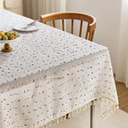 Linen/polyester color polka dot tablecloth can be customized and reusable pastoral style household tablecloth