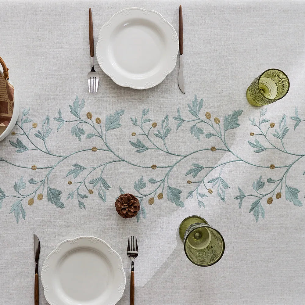 Modern Chinese embroidered tablecloth tablecloth new floral woven fabric dining table decoration modern home
