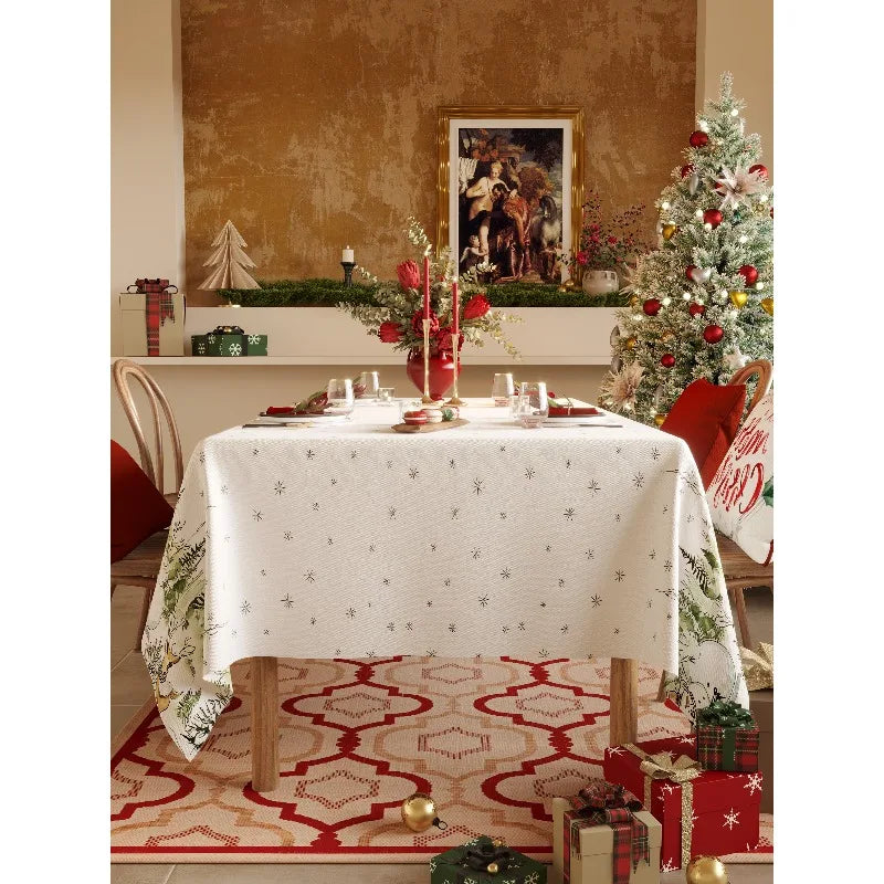 Christmas print waterproof tablecloth cover festive holiday decorative tablecloth