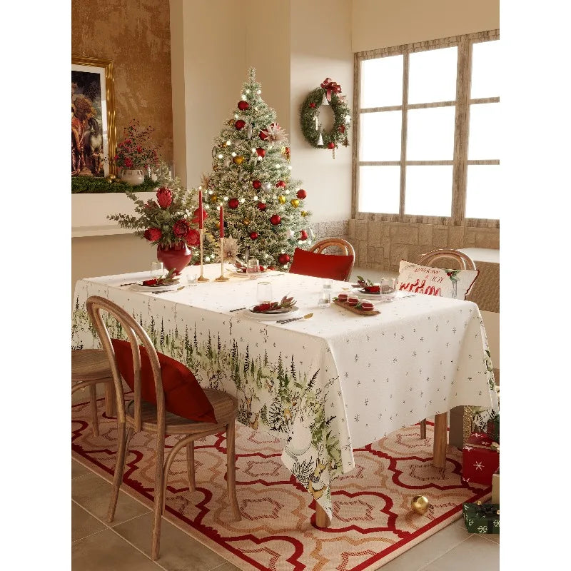 Christmas print waterproof tablecloth cover festive holiday decorative tablecloth