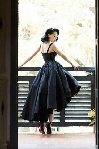High Low Black Dress Vintage Homecoming Dresses Short Prom Dress