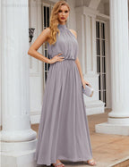 Numbersea High Neck Chiffon Bridesmaid Dresses Long Evening Formal Party Prom Gowns 28027