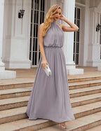 Numbersea High Neck Chiffon Bridesmaid Dresses Long Evening Formal Party Prom Gowns 28027