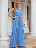 Numbersea High Neck Chiffon Bridesmaid Dresses Long Evening Formal Party Prom Gowns 28027