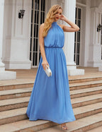 Numbersea High Neck Chiffon Bridesmaid Dresses Long Evening Formal Party Prom Gowns 28027