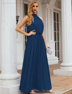 Numbersea High Neck Chiffon Bridesmaid Dresses Long Evening Formal Party Prom Gowns 28027