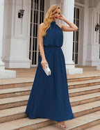 Numbersea High Neck Chiffon Bridesmaid Dresses Long Evening Formal Party Prom Gowns 28027