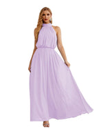 Numbersea High Neck Chiffon Bridesmaid Dresses Long Evening Formal Party Prom Gowns 28027 Light