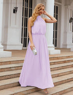 Numbersea High Neck Chiffon Bridesmaid Dresses Long Evening Formal Party Prom Gowns 28027
