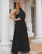 Numbersea High Neck Chiffon Bridesmaid Dresses Long Evening Formal Party Prom Gowns 28027