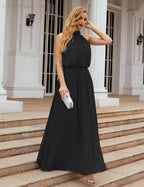 Numbersea High Neck Chiffon Bridesmaid Dresses Long Evening Formal Party Prom Gowns 28027