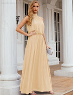 Numbersea High Neck Chiffon Bridesmaid Dresses Long Evening Formal Party Prom Gowns 28027