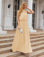 Numbersea High Neck Chiffon Bridesmaid Dresses Long Evening Formal Party Prom Gowns 28027