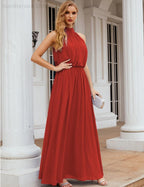 Numbersea High Neck Chiffon Bridesmaid Dresses Long Evening Formal Party Prom Gowns 28027