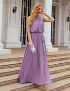 Numbersea High Neck Chiffon Bridesmaid Dresses Long Evening Formal Party Prom Gowns 28027
