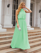 Numbersea High Neck Chiffon Bridesmaid Dresses Long Evening Formal Party Prom Gowns 28027