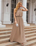 Numbersea High Neck Chiffon Bridesmaid Dresses Long Evening Formal Party Prom Gowns 28027
