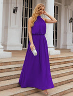 Numbersea High Neck Chiffon Bridesmaid Dresses Long Evening Formal Party Prom Gowns 28027