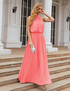 Numbersea High Neck Chiffon Bridesmaid Dresses Long Evening Formal Party Prom Gowns 28027