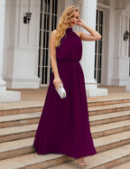 Numbersea High Neck Chiffon Bridesmaid Dresses Long Evening Formal Party Prom Gowns 28027