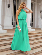 Numbersea High Neck Chiffon Bridesmaid Dresses Long Evening Formal Party Prom Gowns 28027