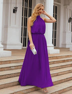 Numbersea High Neck Chiffon Bridesmaid Dresses Long Evening Formal Party Prom Gowns 28027