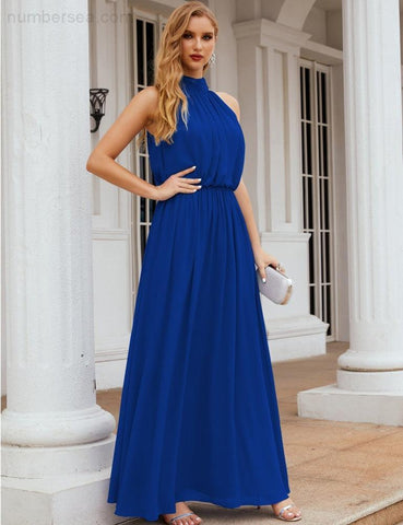 Numbersea High Neck Chiffon Bridesmaid Dresses Long Evening Formal Party Prom Gowns 28027
