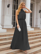 Numbersea High Neck Chiffon Bridesmaid Dresses Long Evening Formal Party Prom Gowns 28027