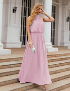 Numbersea High Neck Chiffon Bridesmaid Dresses Long Evening Formal Party Prom Gowns 28027