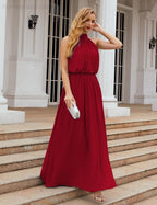 Numbersea High Neck Chiffon Bridesmaid Dresses Long Evening Formal Party Prom Gowns 28027
