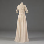 Hot Sale Crew Half Sleeves Long  With Beading Mother Of The Bride Dresses