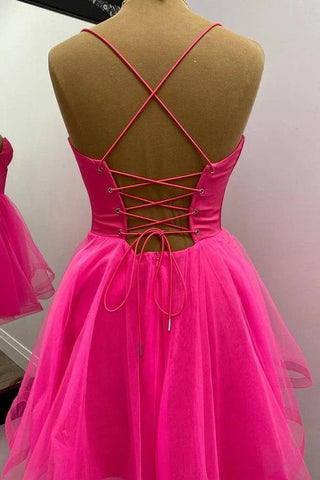 A-line Hot Pink Homecoming Dress Short Party Dress