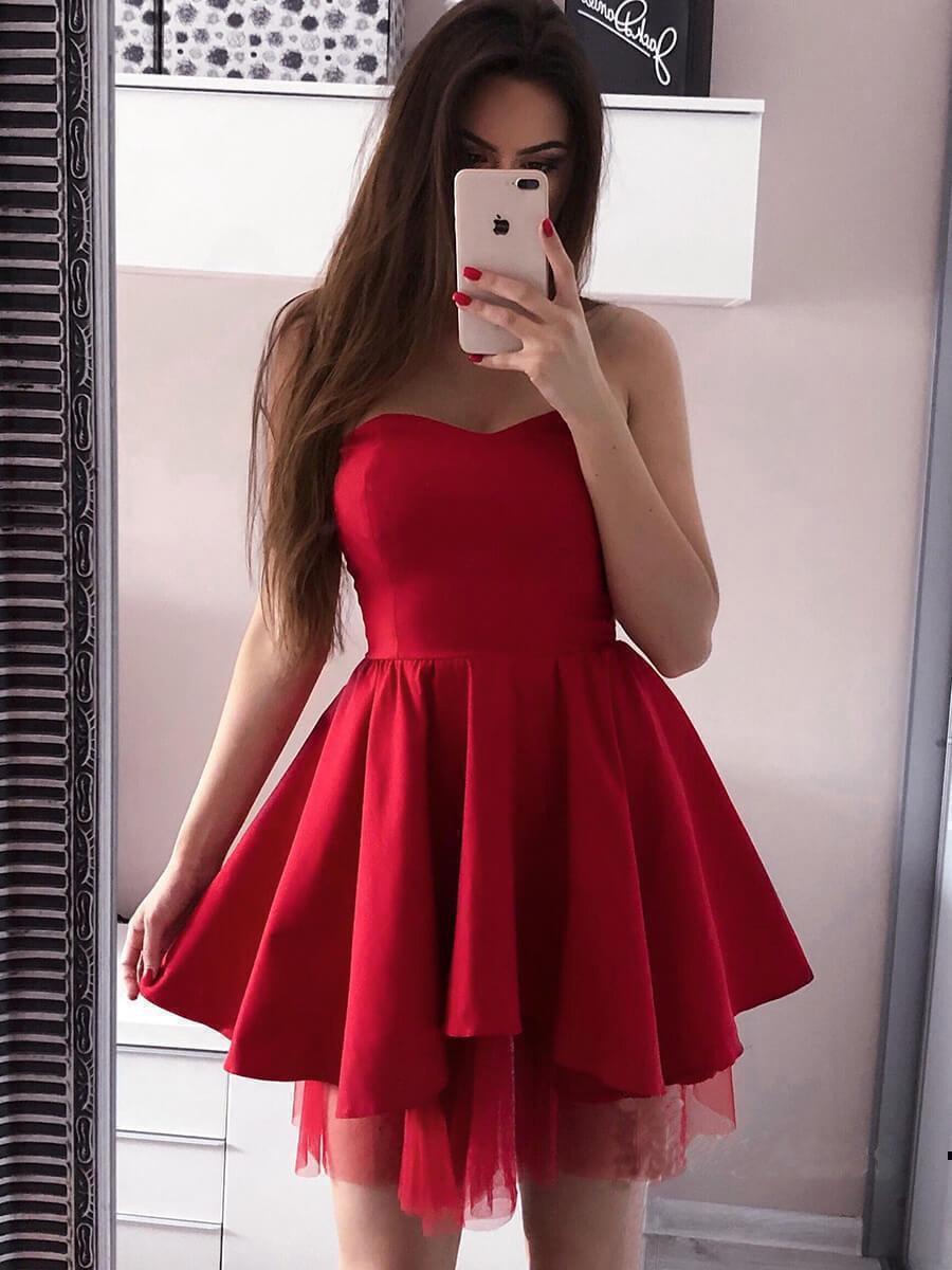 A-Linien-Kleid aus rosa Satin mit herzförmigem Ausschnitt für den Abschlussball