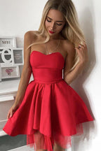 A-Linien-Kleid aus rosa Satin mit herzförmigem Ausschnitt für den Abschlussball