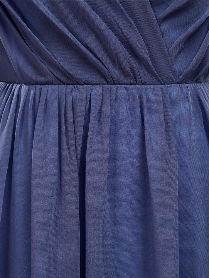 NumberSea - A - Line V - Neck Floor Length Chiffon Prom Formal Evening Dress with Flutter Sleeves