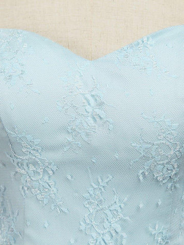 NumberSea - Convertible A - Line Tulle match Lace Floor Length Bridesmaid Dress Sweetheart Neck