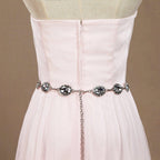 NumberSea - A - Line Tulle Floor Length Bridesmaid Dress Strapless with Belt