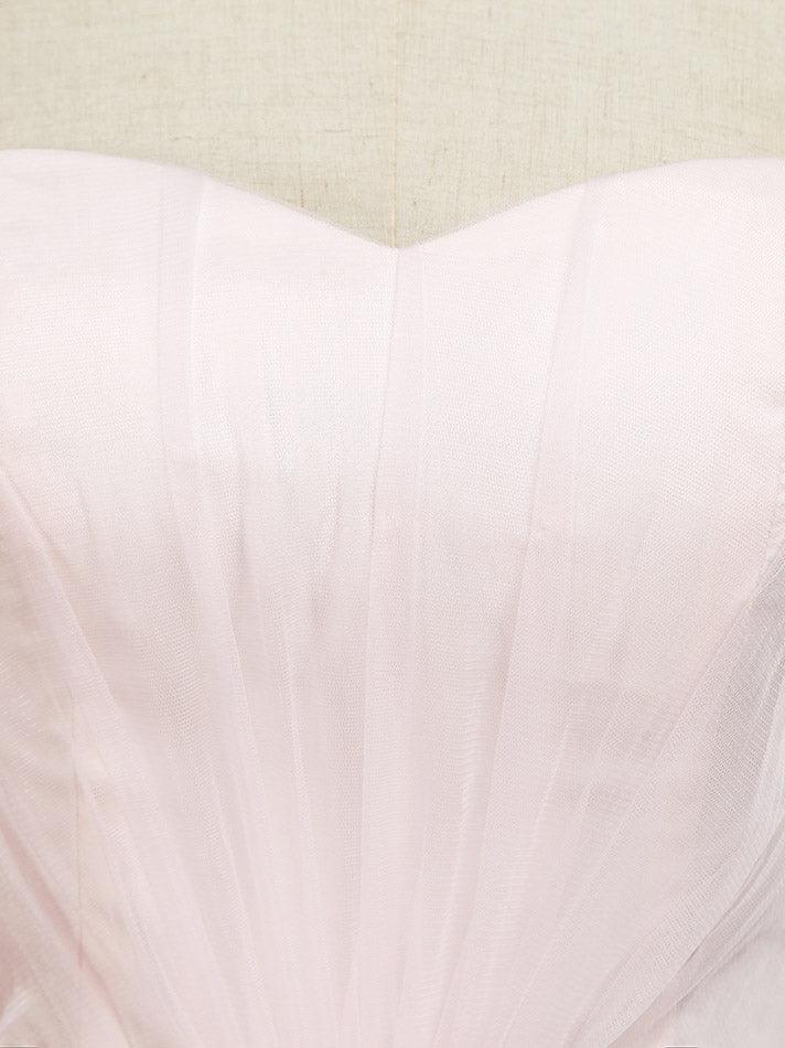NumberSea - A - Line Tulle Floor Length Bridesmaid Dress Strapless with Belt